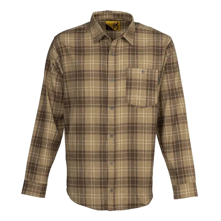 Browning Upland Long Sleeve Flannel Shirt Tan Small