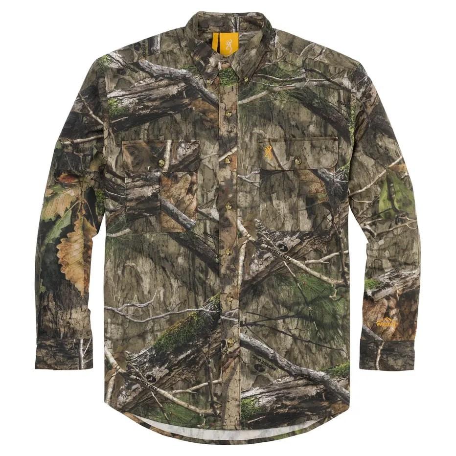 Browning Wasatch-CB Long Sleeve Camo Shirt Mossy Oak DNA 2 Pocket Medium