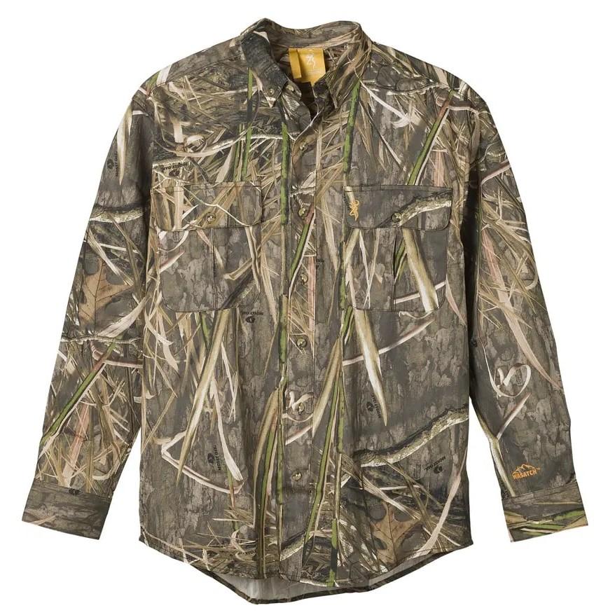 Browning Wasatch-CB Long Sleeve Shirt 2 Pocket Mossy Oak Shadow Grass Habitat S