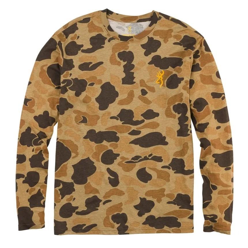 Browning Wasatch Long Sleeve T-Shirt Vintage Tan Camo Size S