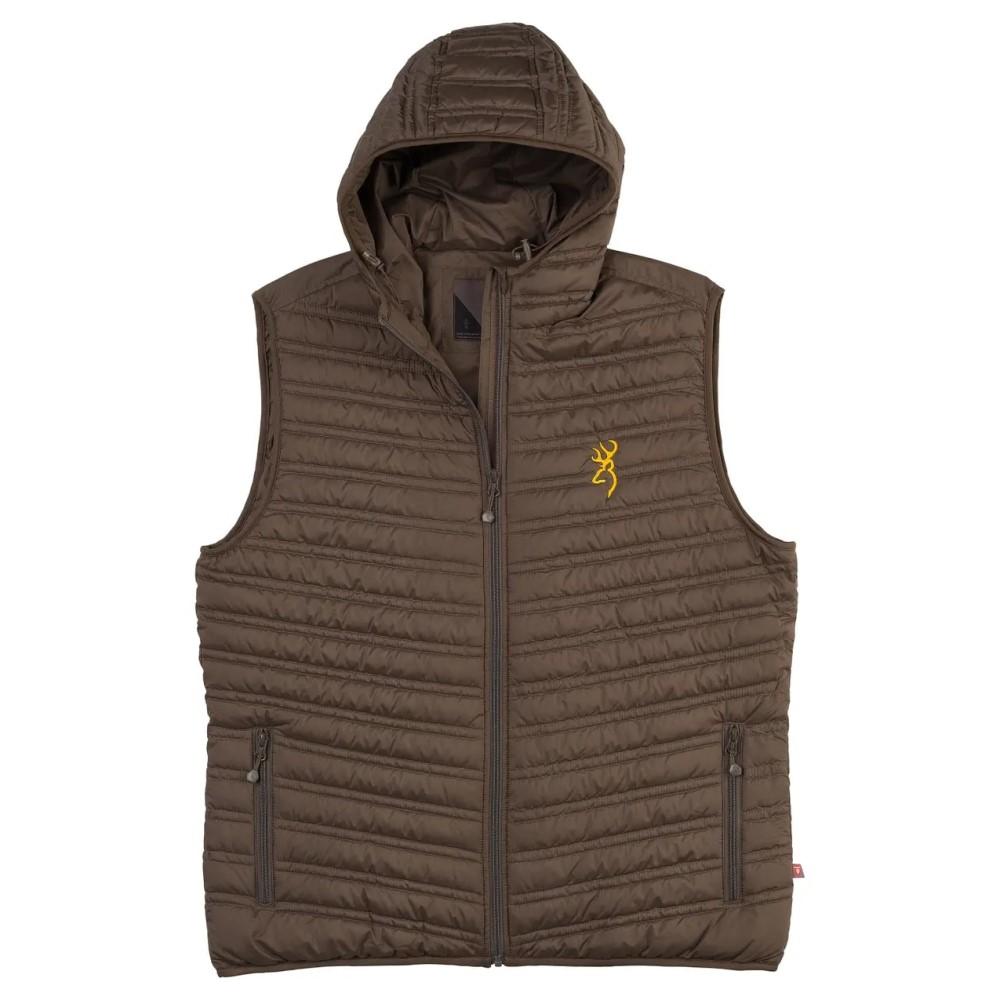 Browning Packable Puffer Hooded Vest in Major Brown Size S