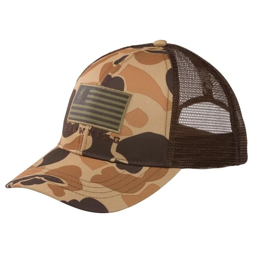 Browning Patriot Camo Snap Back Cap Vintage Tan