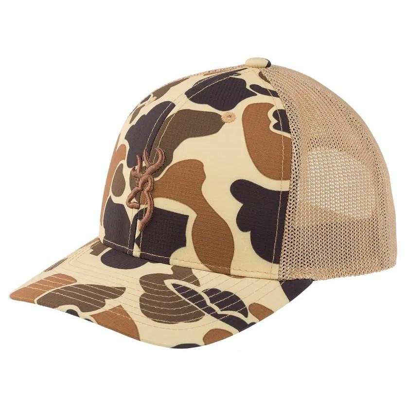 Browning Cupped Up Waterfowl Mesh Cap Vintage Tan Camo