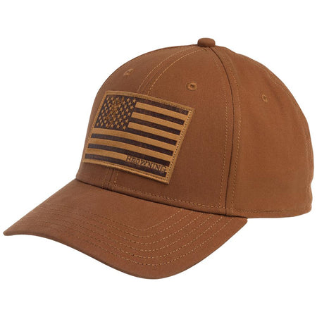 Browning Snapback Cap Brown American Flag Patch Adjustable