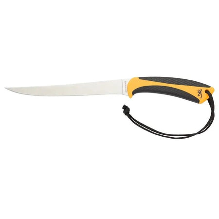 Browning White Water 7.25" Fixed Blade Fillet Knife Yellow Polymer Handle