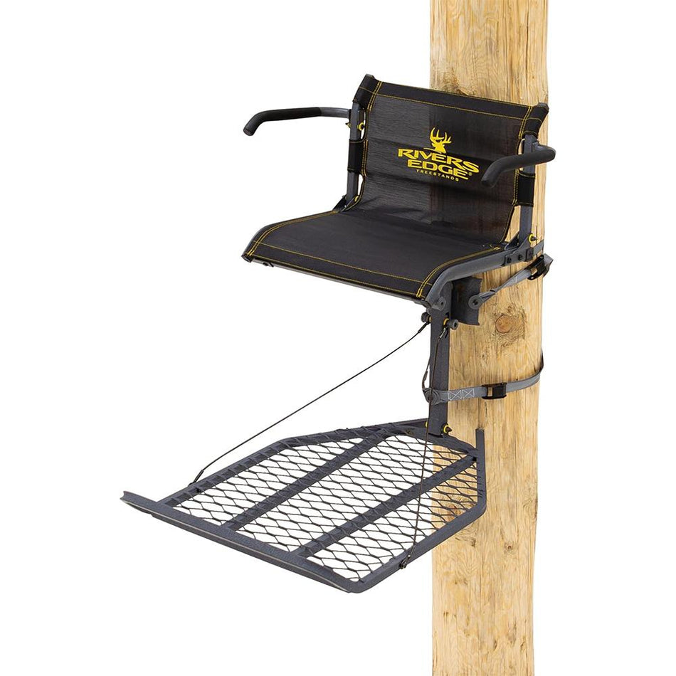 Rivers Edge Lounger Black Hang-On Tree Stand with TearTuff Mesh Seat