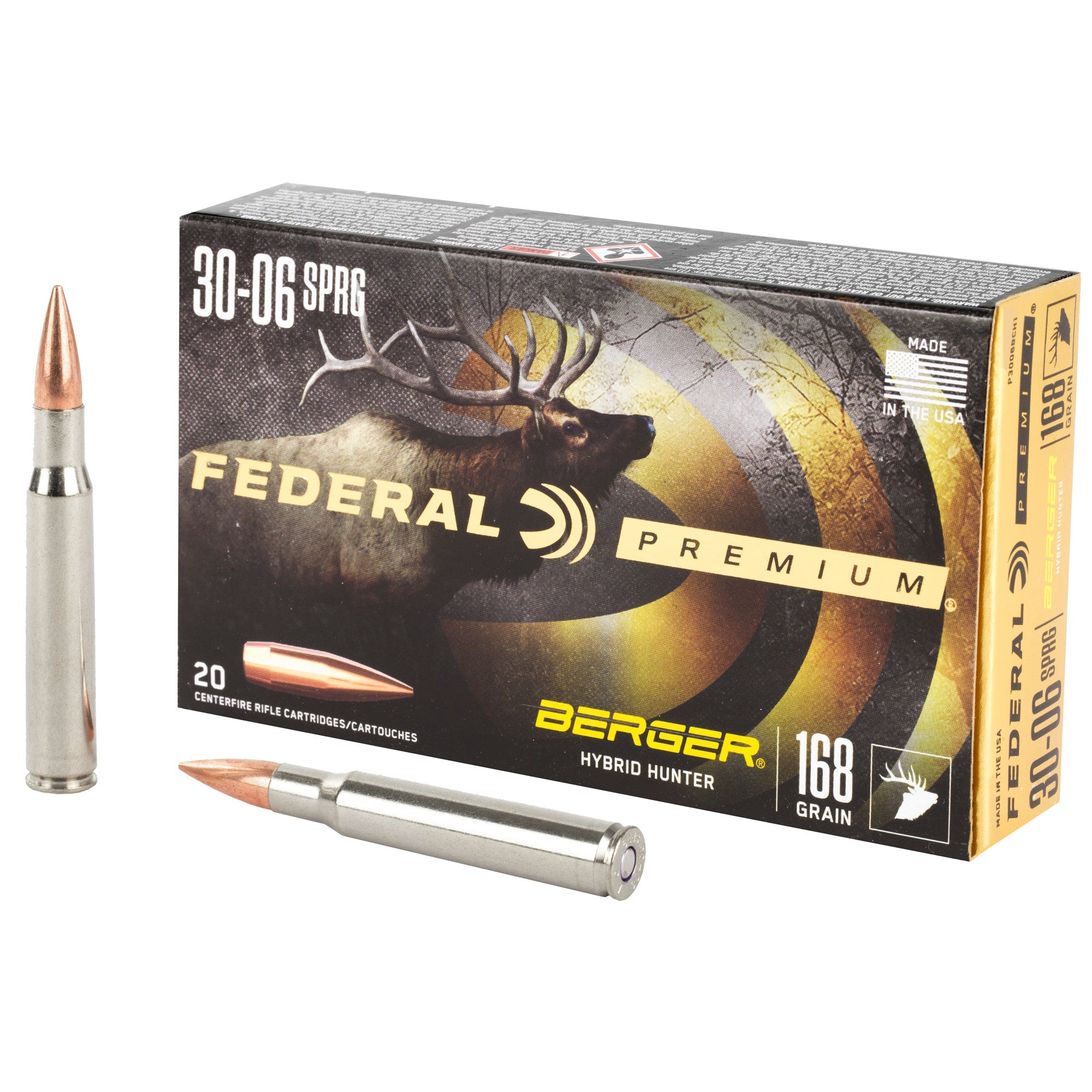 Federal .30-06 Springfield P3006BCH1 Premium Berger Hybrid Hunter 168 Grain