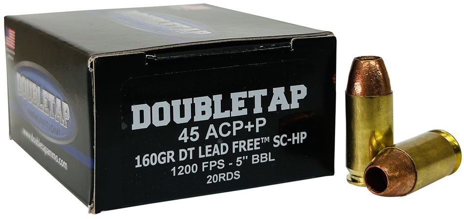 DoubleTap .45 ACP/Auto 45A160XM Lead Free Lead Free Hollow Point 160 Grain