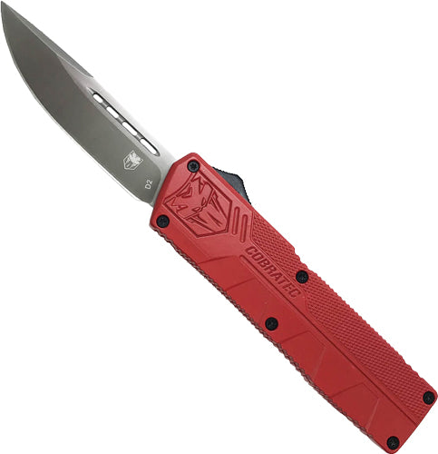 CobraTec Lightweight OTF Knife Red Handle 3.25" Drop Point Blade