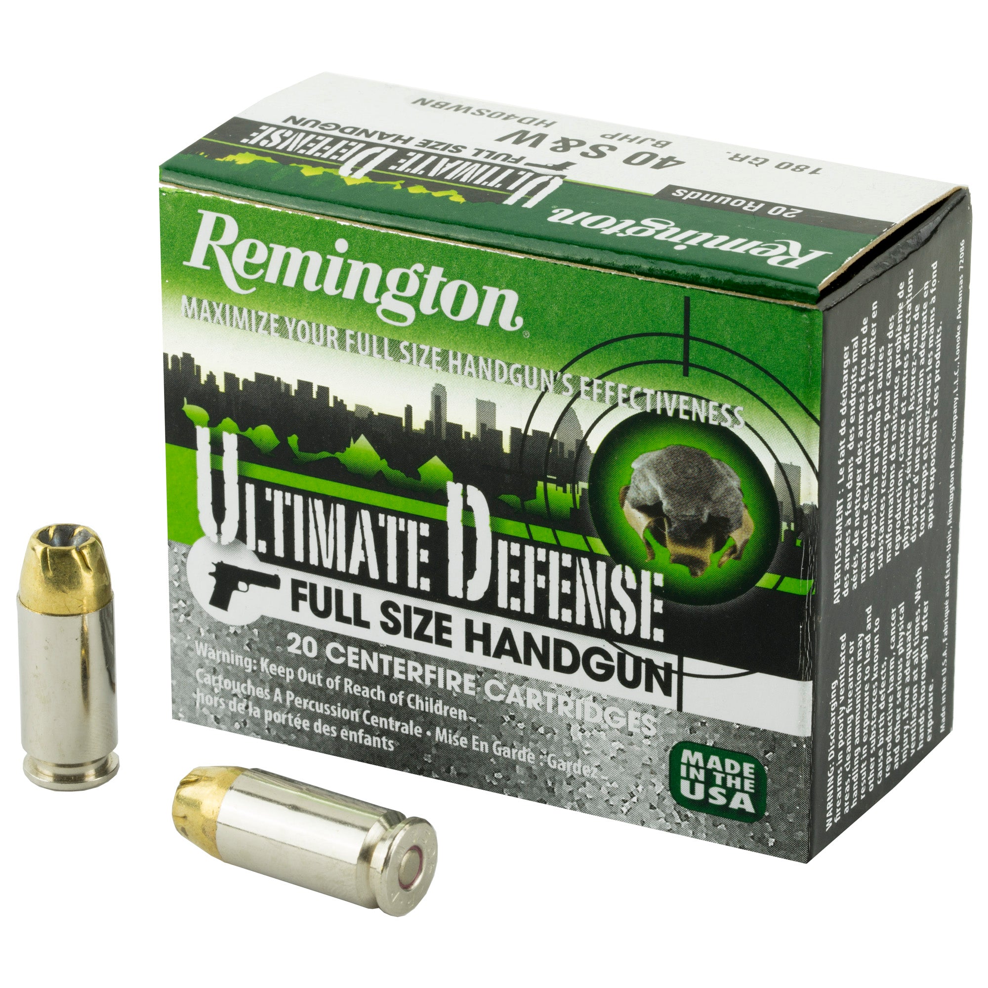 Remington .40 S&W 28939 Ultimate Defense Brass Jacket Hollow Point 180 Grain