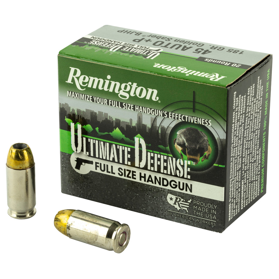 Remington .45 ACP/Auto 28973 Ultimate Defense +P Brass Jacket Hollow Point 185 Grain