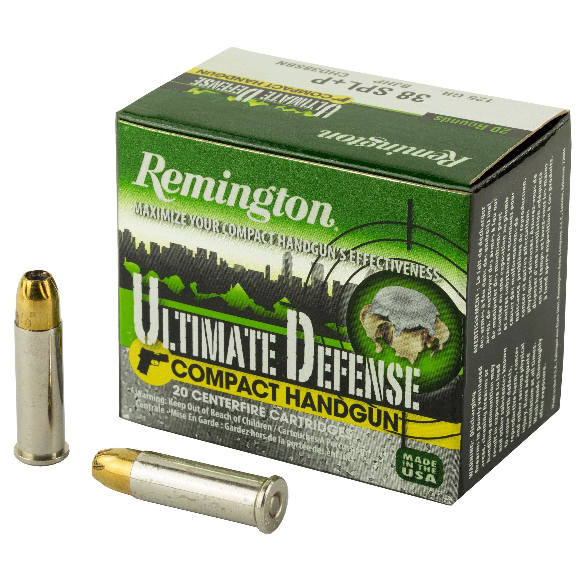 Remington .38 Special 28965 Ultimate Defense Brass Jacket Hollow Point 125 Grain