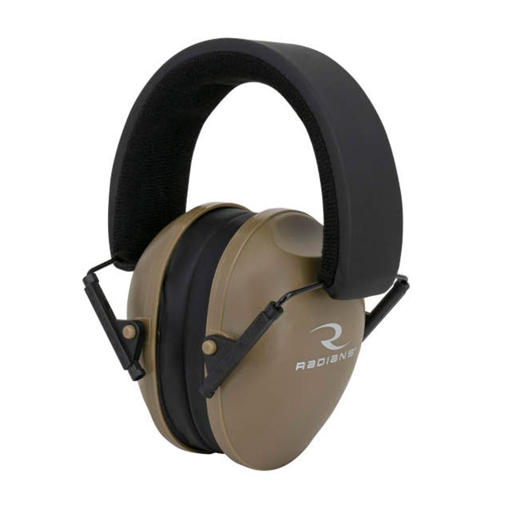 Radians Lowset 21dB NRR Passive Earmuff Folding Low Profile Tan