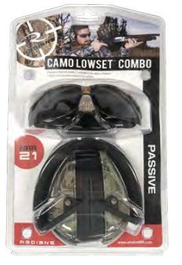 Radians Lowset Camo Earmuff and Outback Smoke Clear Lens Eyewear Combo Set