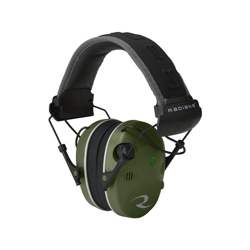 Radians Quad Mic Electronic Shooting Earmuff Military Green/Black 24dB NRR with Stereo Input