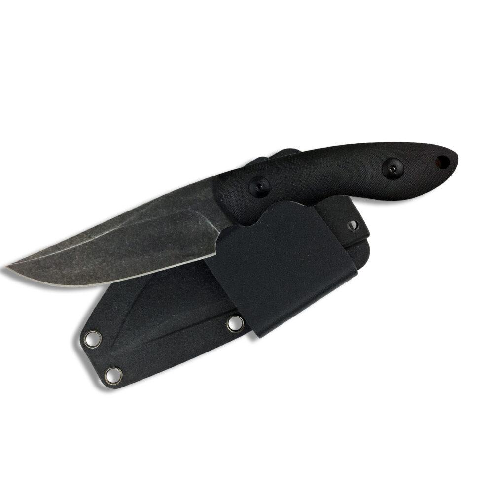 ABKT Elite Shadow Predator Fixed Knife 3-1/2" Drop Point D2 Steel Stonewash G10 Handle Black