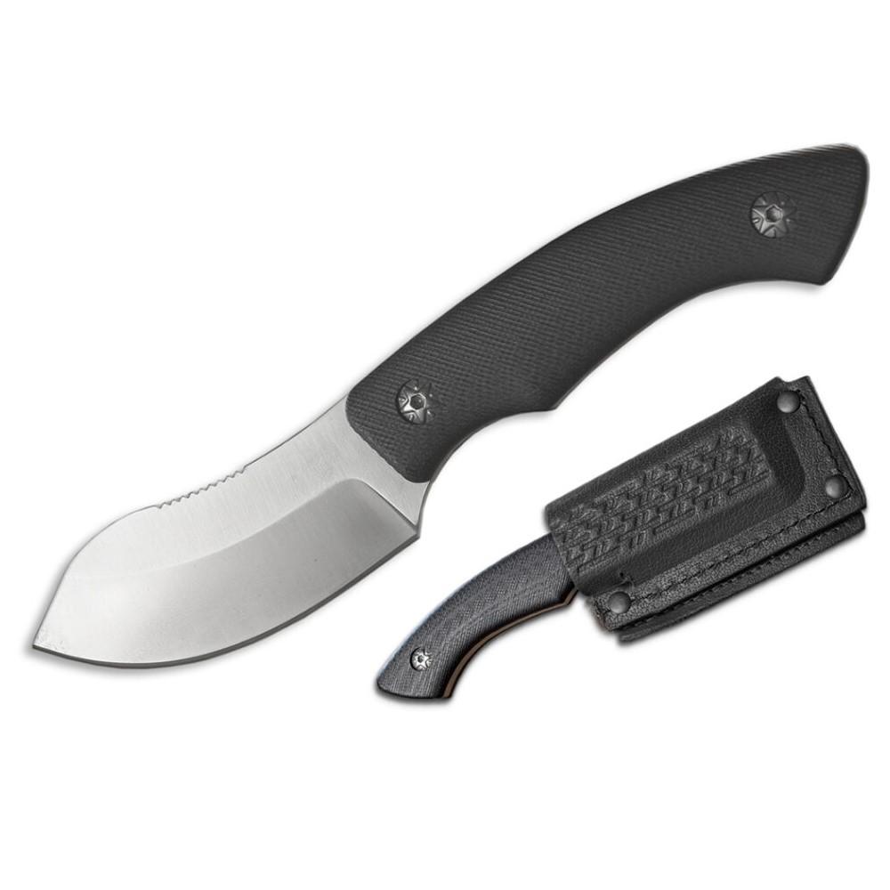 ABKT Elite Grunt 3" Fixed Blade Nesmuk Knife Black with Leather Sheath