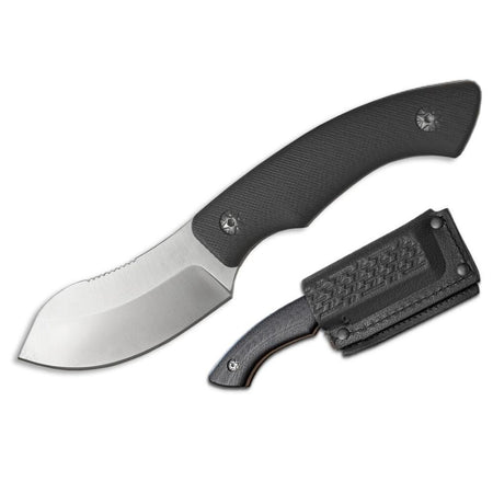ABKT Elite Grunt 3" Fixed Blade Nesmuk Knife Black with Leather Sheath