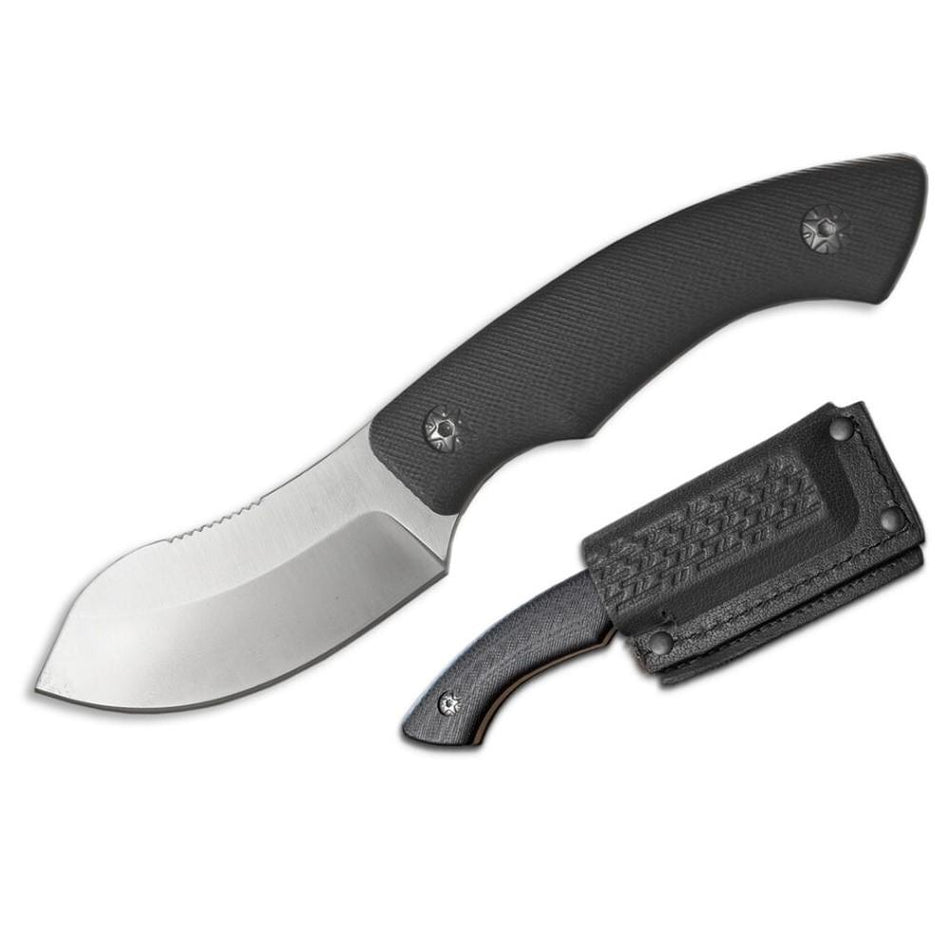 ABKT Elite Grunt 3" Fixed Blade Nesmuk Knife Black with Leather Sheath