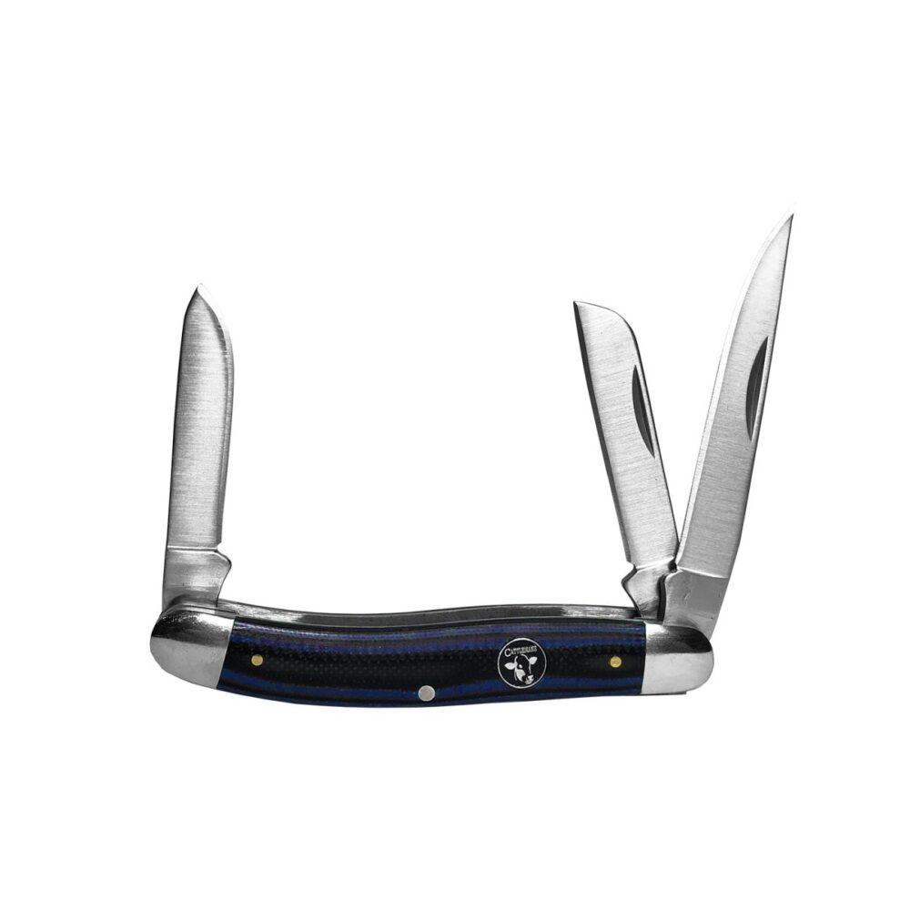 ABKT Cowhand Cattleman Stockman Knife 3 Blades Blue