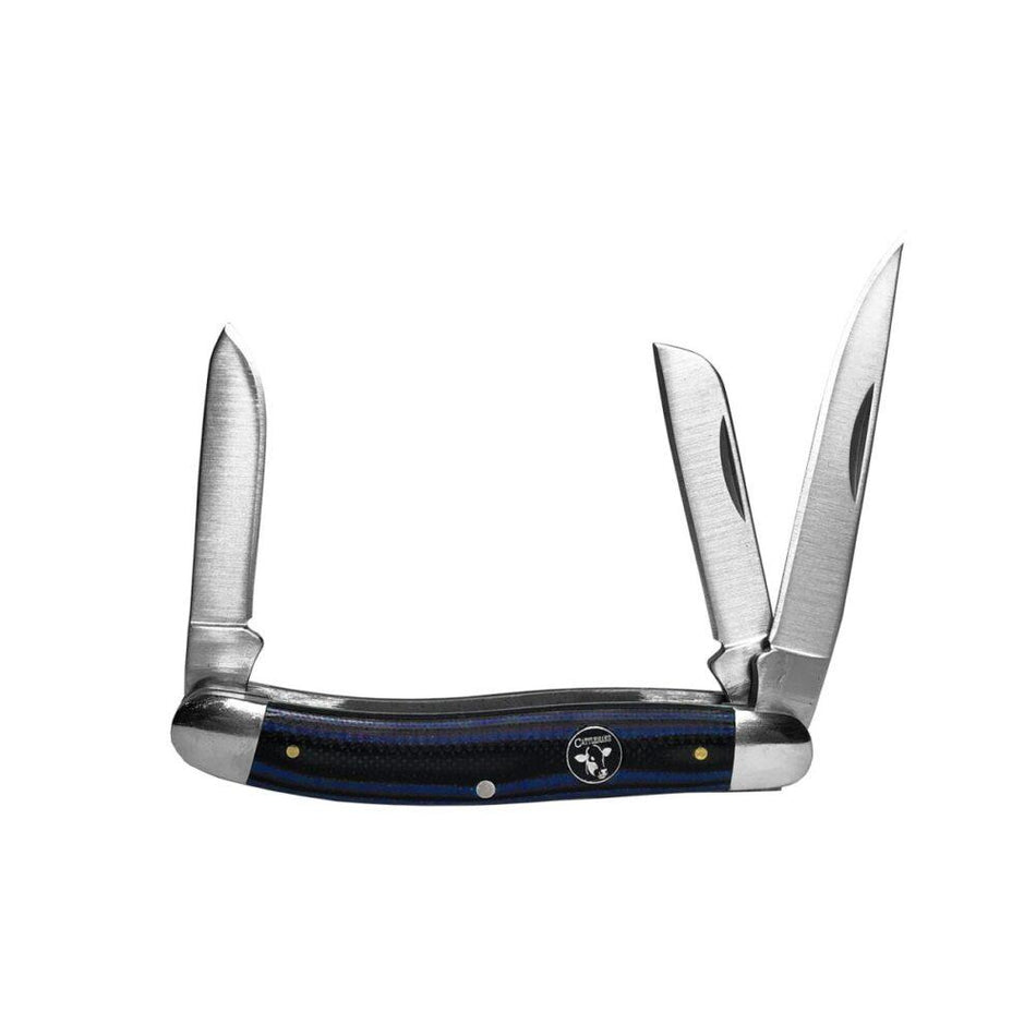 ABKT Cowhand Cattleman Stockman Knife 3 Blades Blue