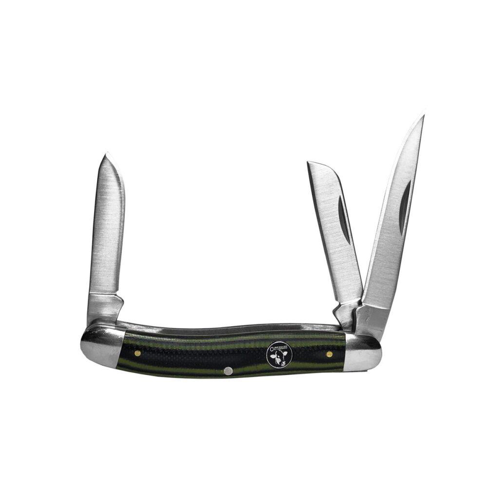 ABKT Cattleman Cowhand Stockman Knife Triple Blade Green G10