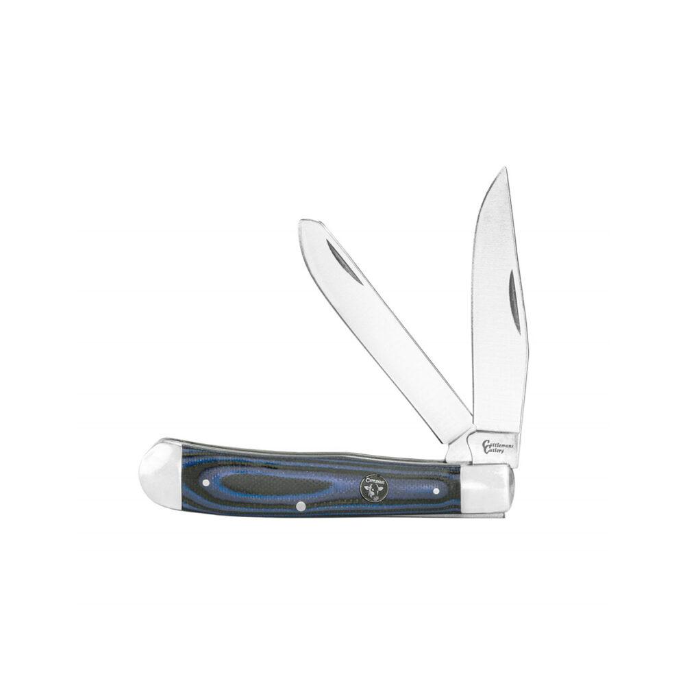 ABKT Cattleman Cowhand Trapper Folding Knife 2 Blades Blue