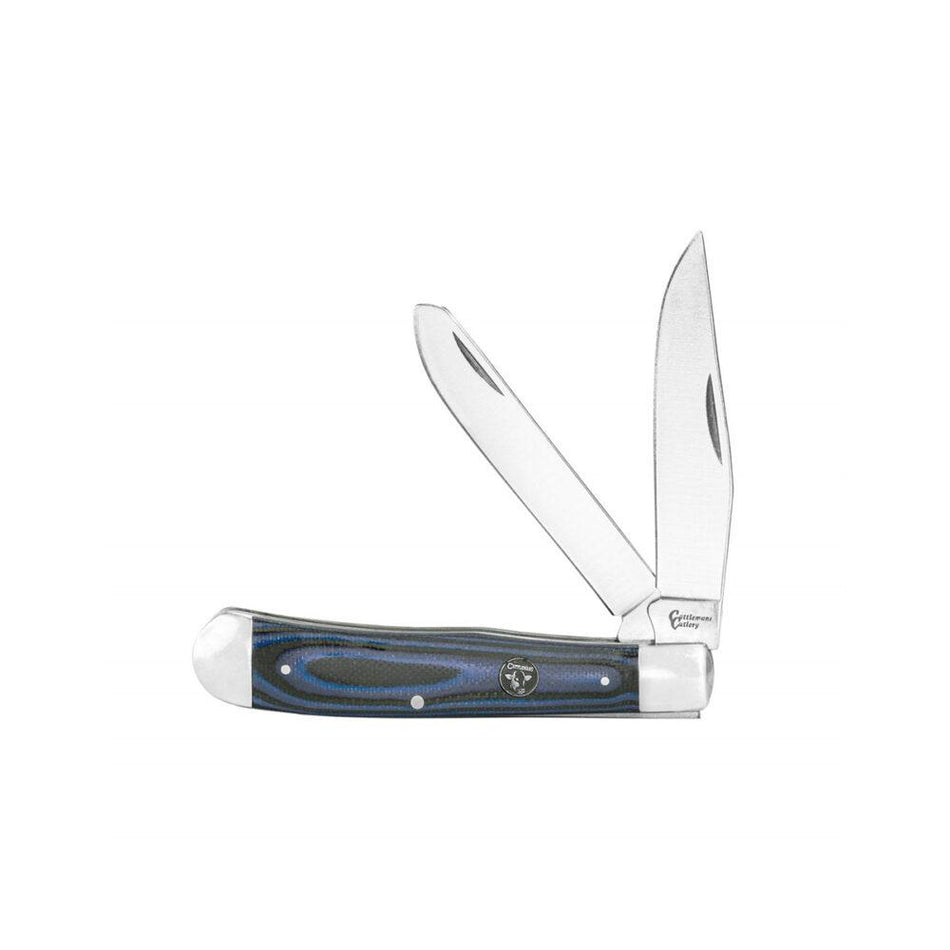 ABKT Cattleman Cowhand Trapper Folding Knife 2 Blades Blue