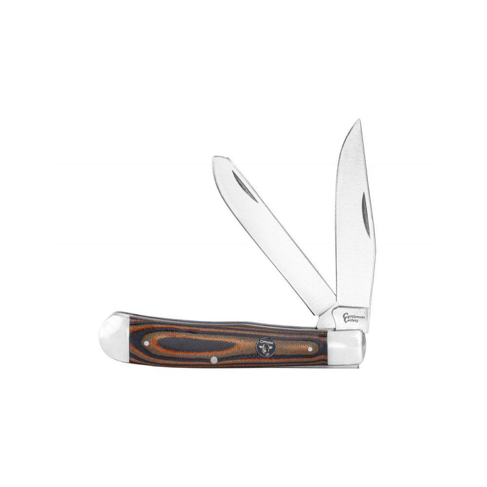 ABKT Cattleman Trapper Cowhand Folding Knife 2 Blades - Brown G10