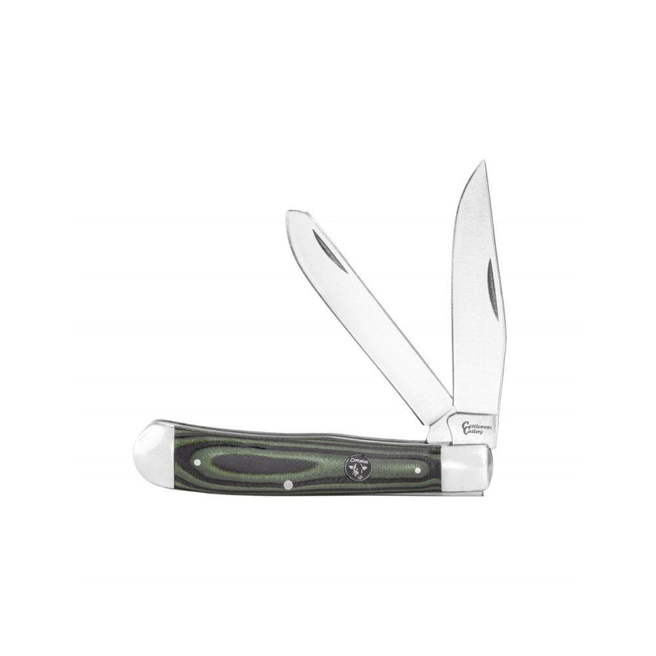 ABKT Cattleman Trapper Cowhand Folding Knife 2 Blades - Green G10