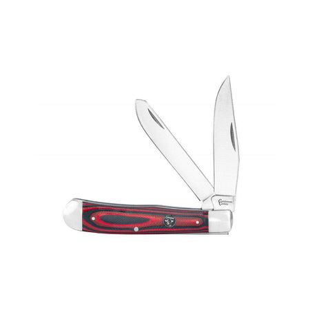 ABKT Cattleman Trapper Cowhand Folding Knife 2 Blades - Red G10