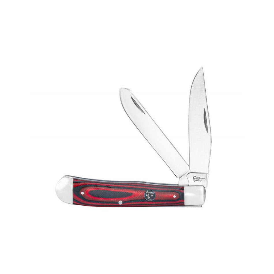 ABKT Cattleman Trapper Cowhand Folding Knife 2 Blades - Red G10