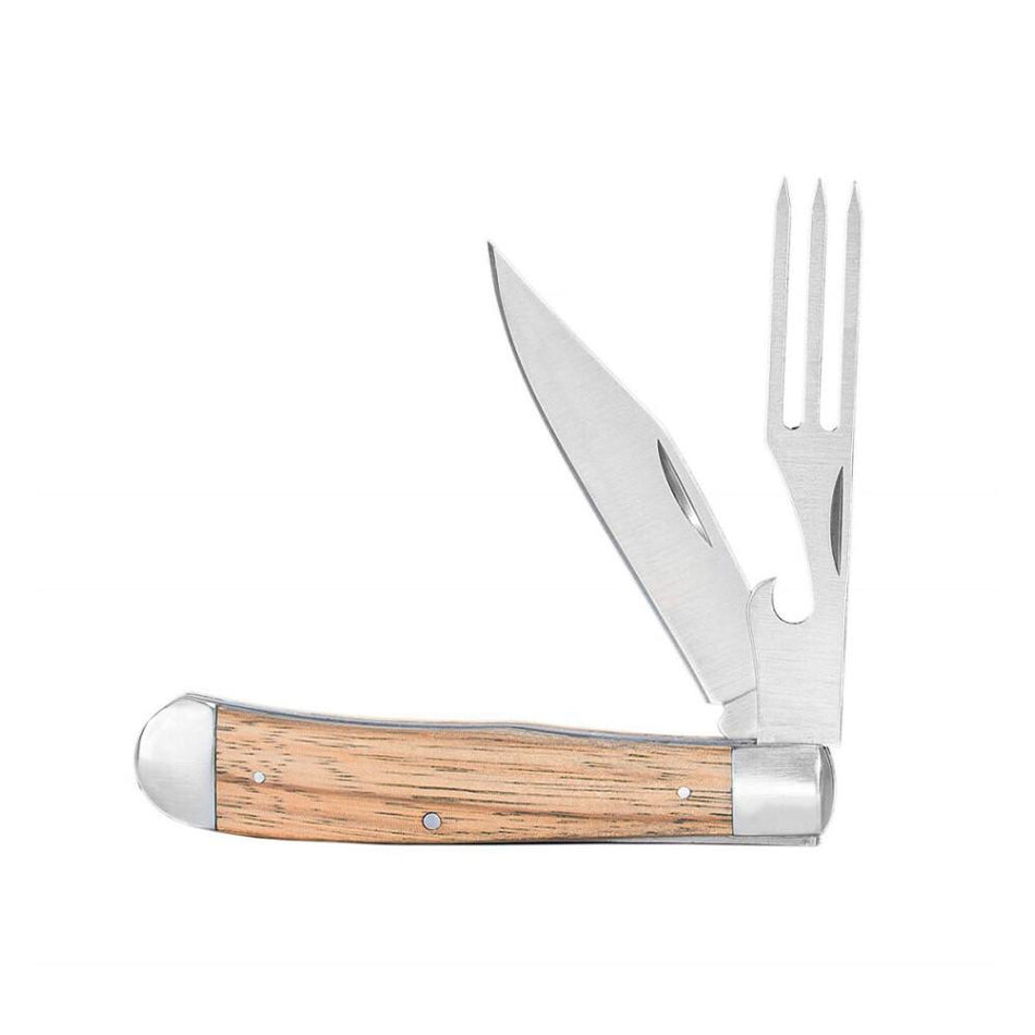 ABKT Cattleman Chuckwagon Trapper Knife 3.25" Blade Fork Blade Zebrawood Handle