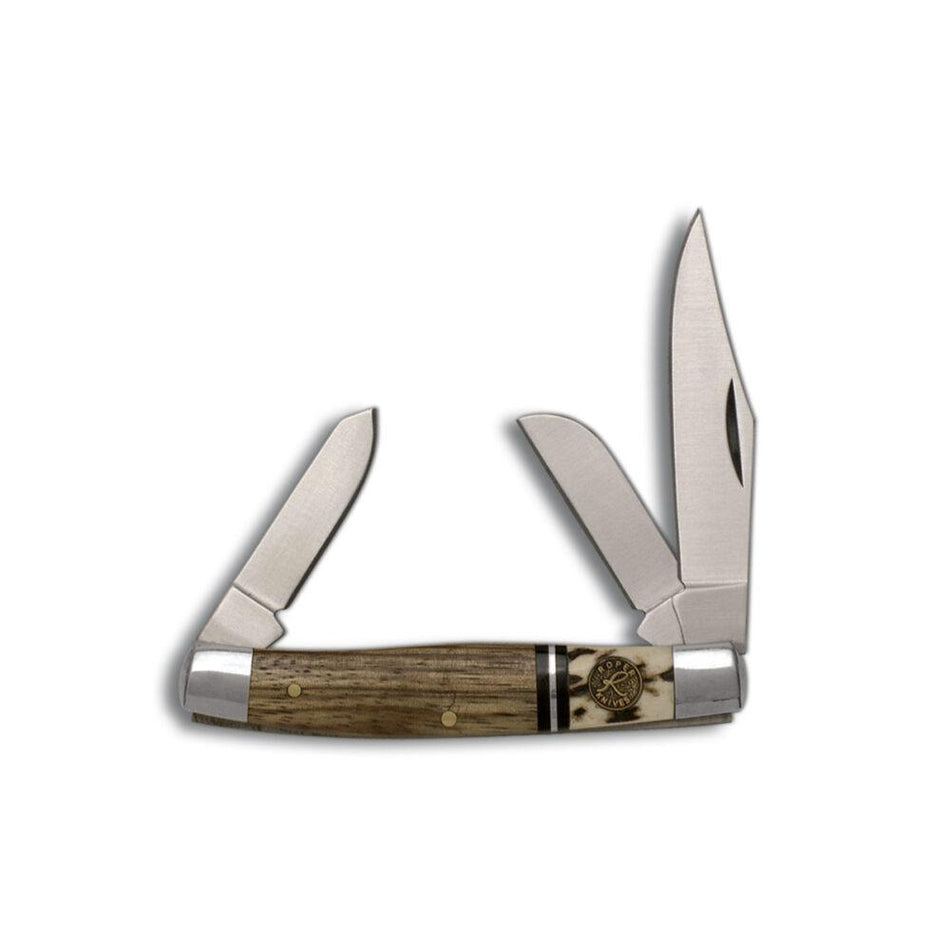 ABKT Roper Stockman Laredo Knife Three Blades Stag and Zebrawood Handle