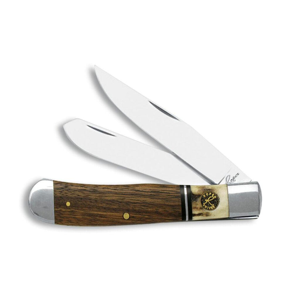 ABKT Roper Laredo Trapper Pocket Knife 2 Blades Stag/Wood