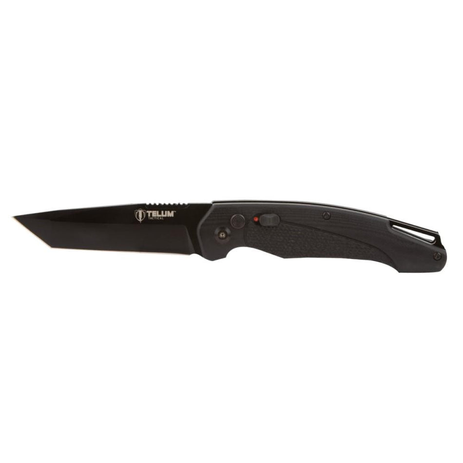 Telum Titan Series Auto Folding Knife 4-Inch D2 Tanto Blade Black