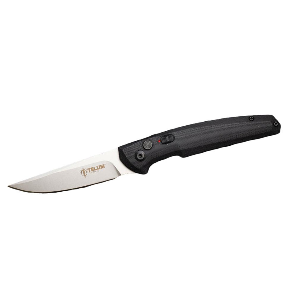 Telum Glaive Auto Folding Knife 4 Inch Drop Point Blade Black Handle