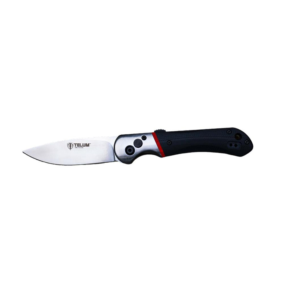 Telum Tremor Push-Button Auto Knife 3-1/2" Drop Point S35V Blade Black