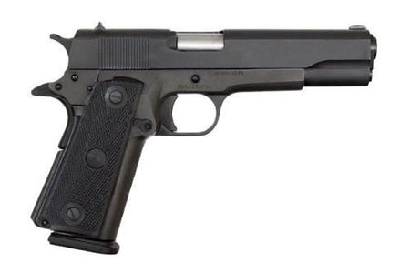 Rock Island 51453 GI Standard FSHC *CA Compliant 45 ACP Caliber with 5" Barrel, 10+1 Capacity, Overall Black Parkerized Finish Steel, Beavertail Frame, Serrated Slide & Black Rubber Grip
