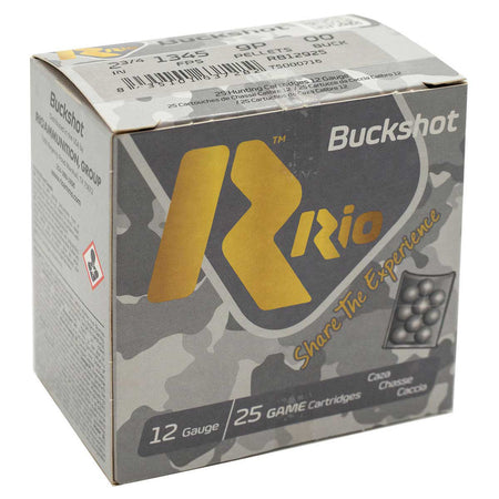 Rio Ammunition 12 Gauge Shotgun Shells Royal Buck 9 Pellets 00 Buck 1-1/8 oz 2.75 in