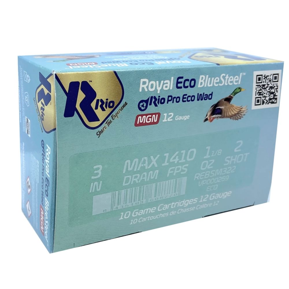 Rio Ammunition 12 Gauge Shotgun Shells Royal ECO BlueSteel Magnum #2 1-1/8 oz 3 in