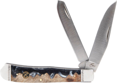 ABKT Roper Lahar 2-Blade Trapper Folding Knife 3.25" Wood Resin Handle
