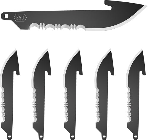 Outdoor Edge 2.5" Black Drop Point Serrated Blade 6-Pack