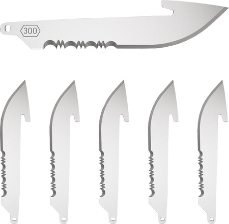 Outdoor Edge 3" Black Drop Point Serrated Blade 6-Pack