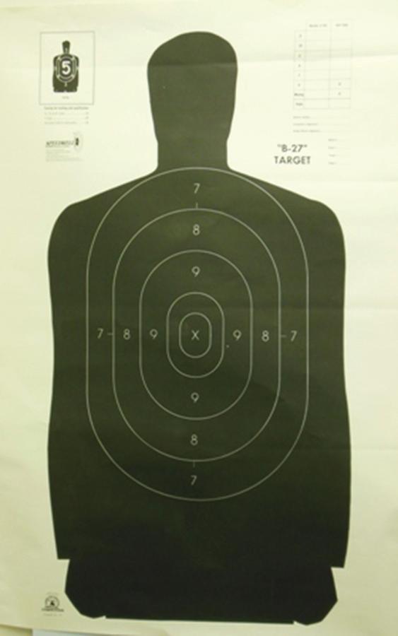 Speedwell NRA Police Qualification Silhouette B-27 Full Black 24" x 45" 100-Pack 50 Yard