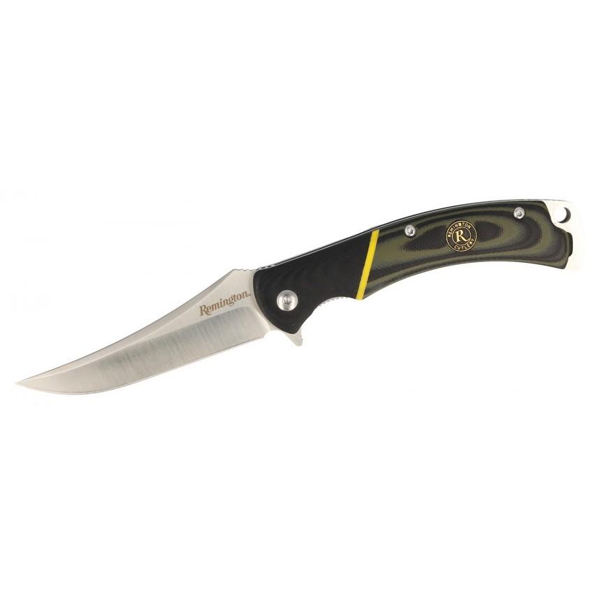 Remington Hunter 4" Trailing Point Folding Knife Green with Leather Sheath