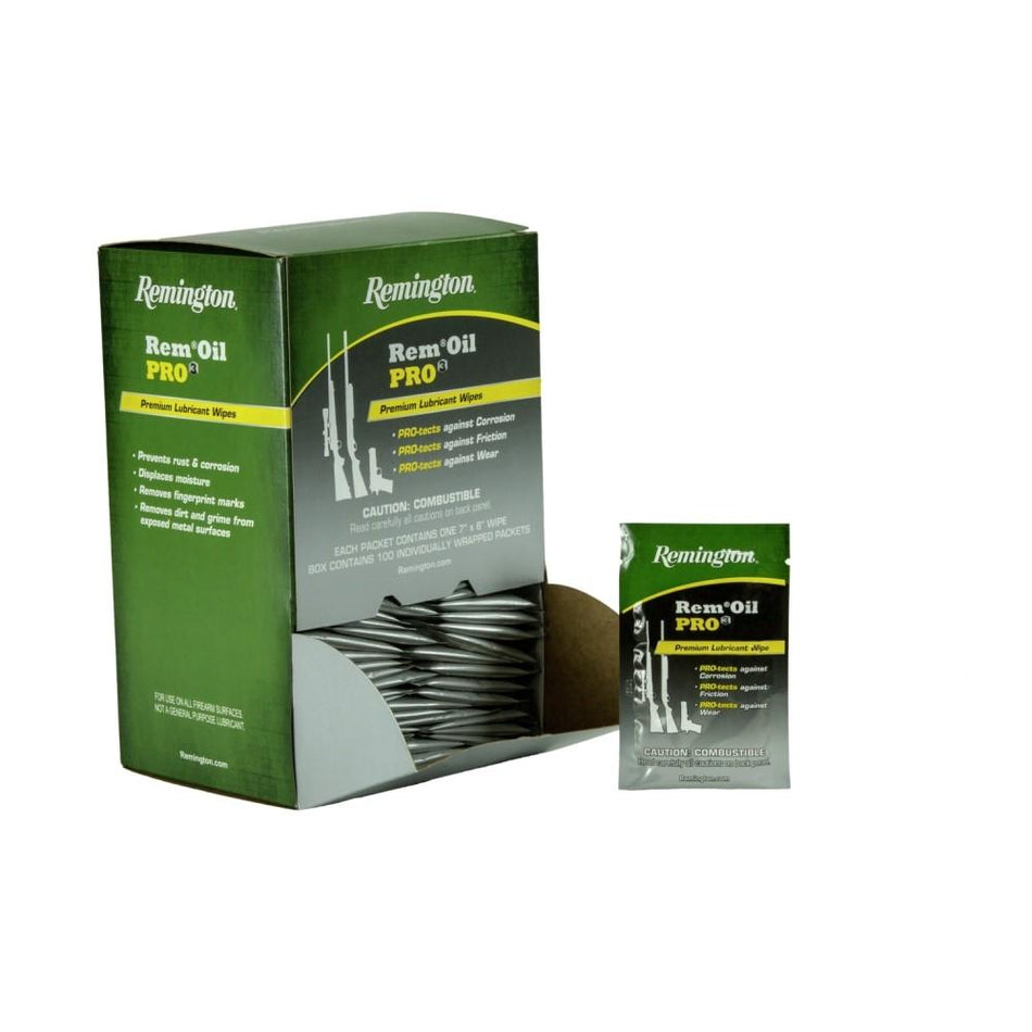 Remington Rem Oil Pro3 Premium Lubricant Protectant Individual Wipes 100/ct