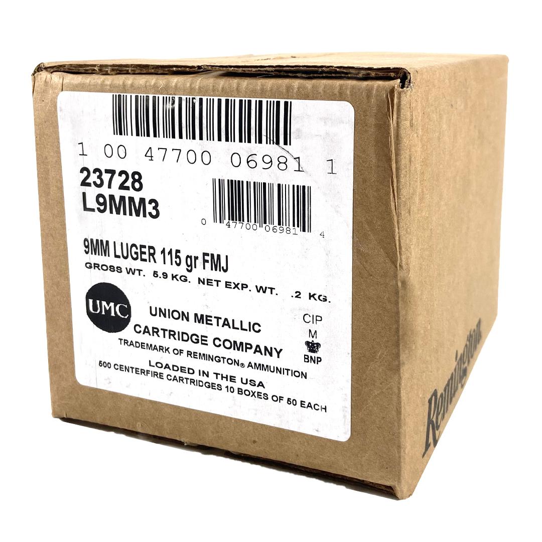 Remington 9mm Luger / Parabellum Handgun Ammo UMC Full Metal Jacket FMJ 115 grain 