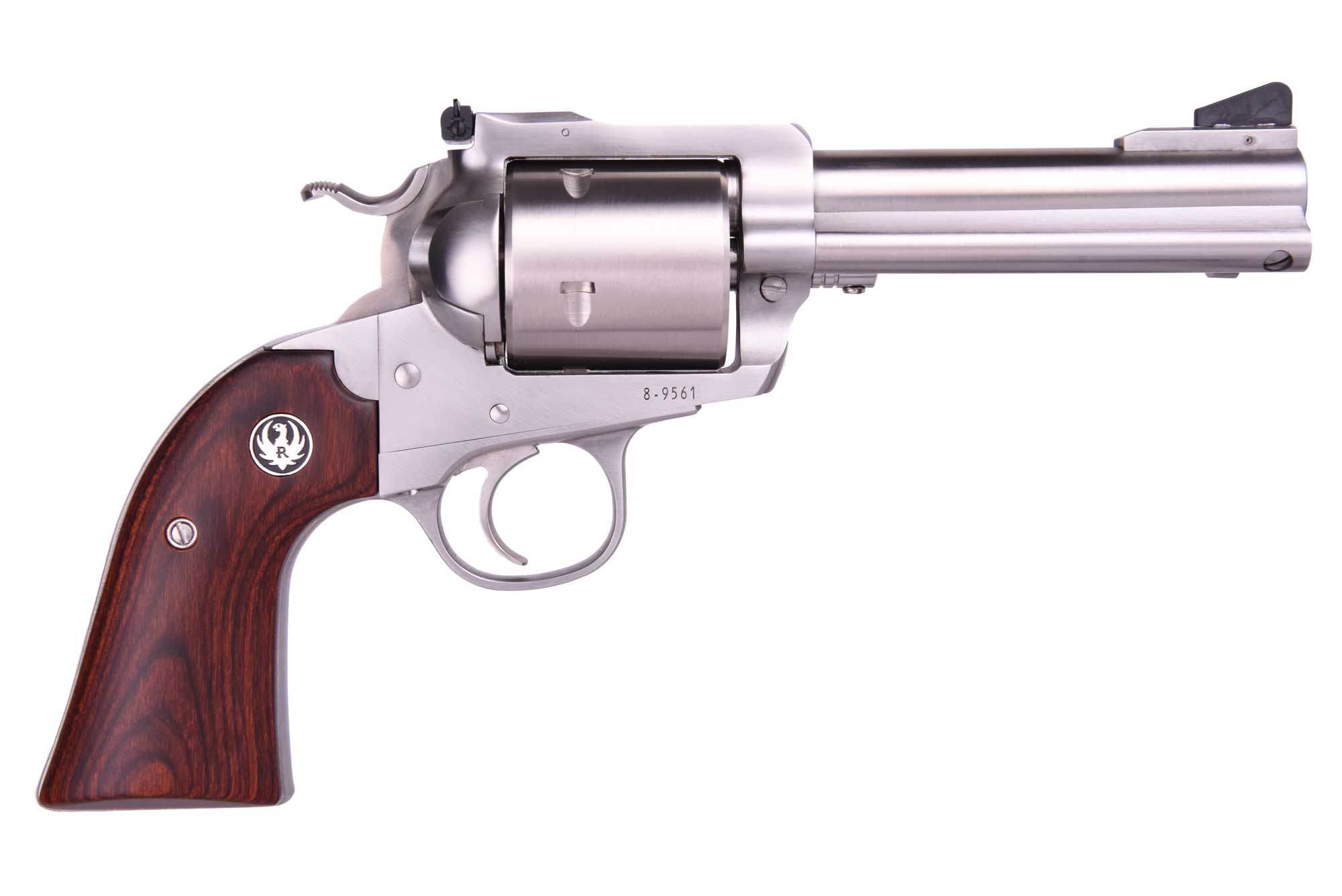 BISLEY 480RUG SS 4-5/8" 5SH AS 0872 WOOD GRIPS/UNFLUTED CYL