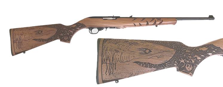 Ruger 10/22 Great White .22LR Blue/Wood Engraved Stock Rifle